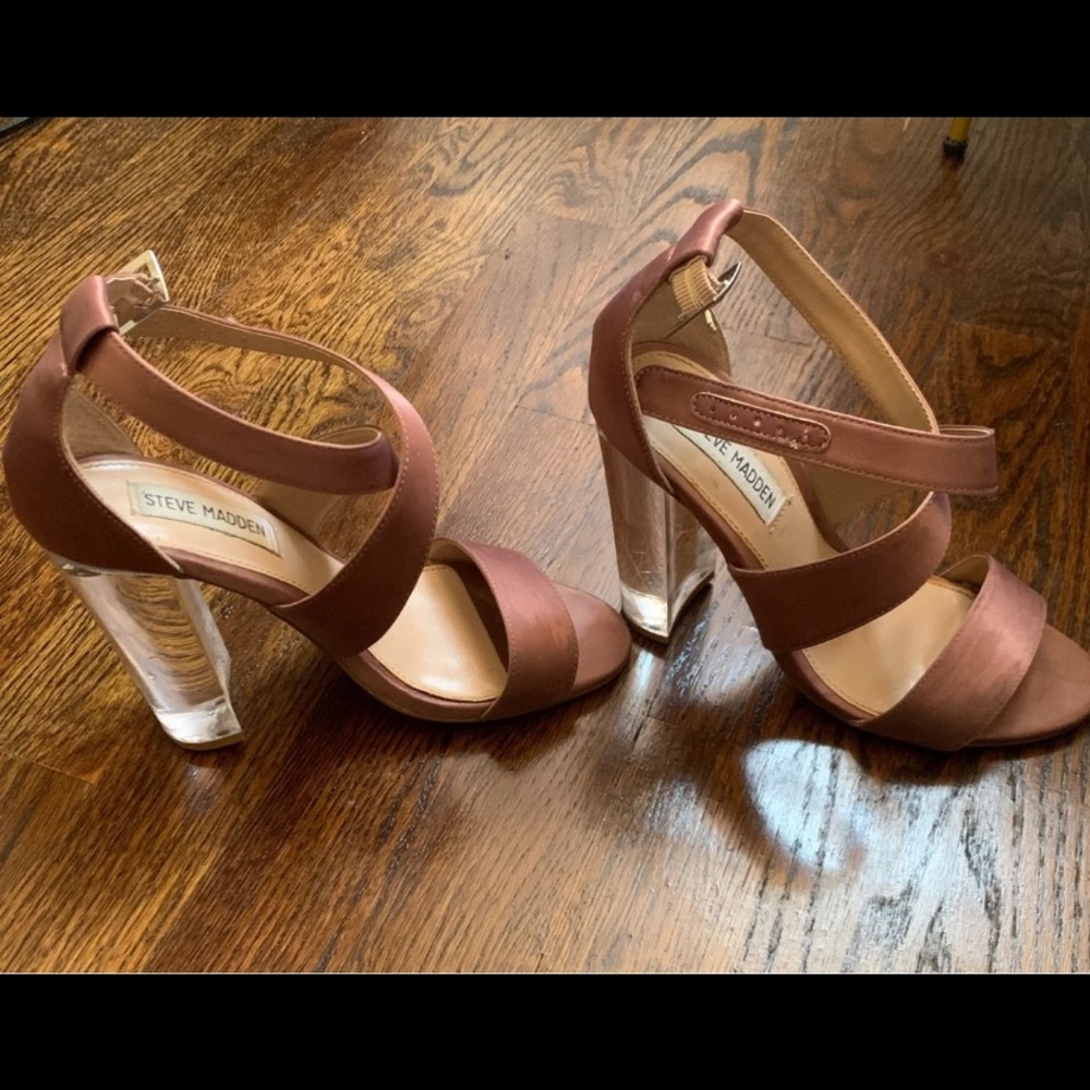 Steve Madden pink satin with clear heel